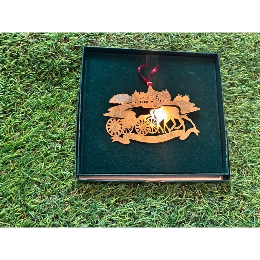 Biltmore Estate Horse Drawn Carriage Brass Christmas Ornament in Gift Box